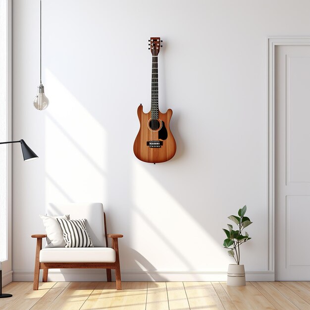 guitar decoration on white wall