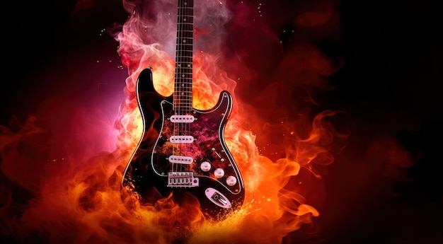 guitar flame with copy space Created with artificial intelligence