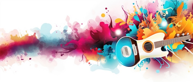 Guitar flat Music Festival Illustration Design for Party and Event Ai Generated