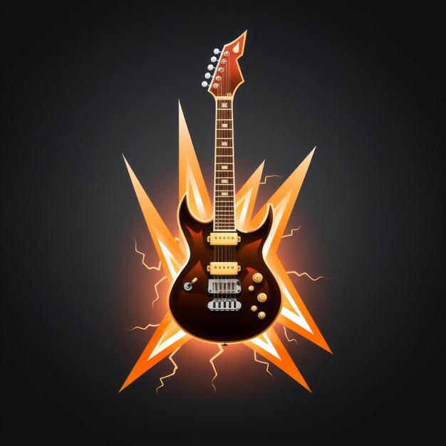 Photo guitar icon with lightning bolts