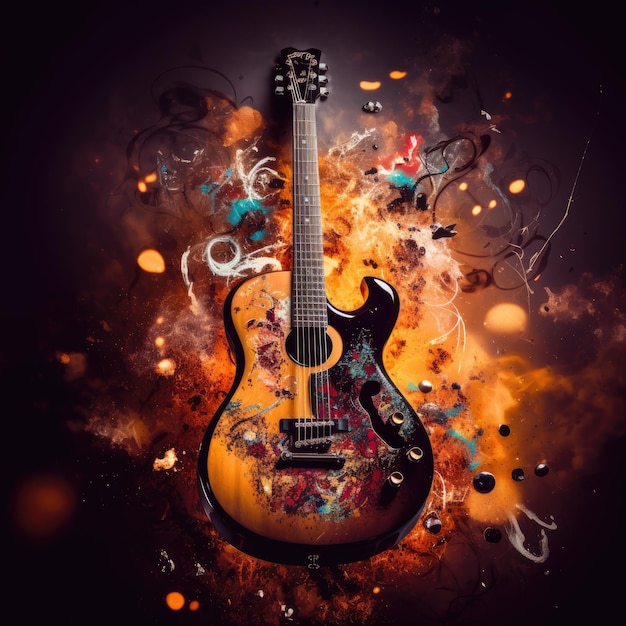 Guitar illustration AI generated Image