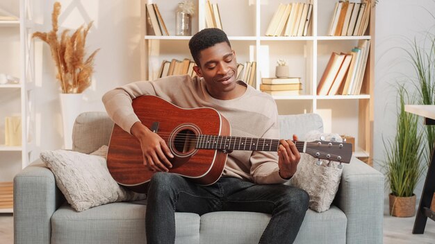 Guitar practice musician leisure man playing song