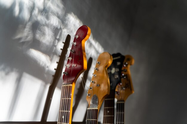 Photo guitar rack in a band room of a music place in australia