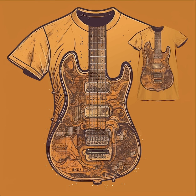 Guitar set on brown background