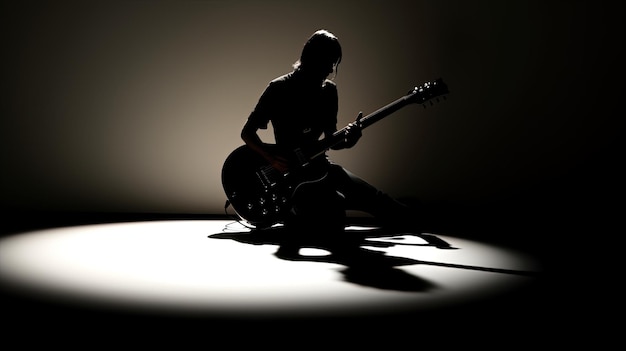 Foto concetto di silhouette ombra di chitarra