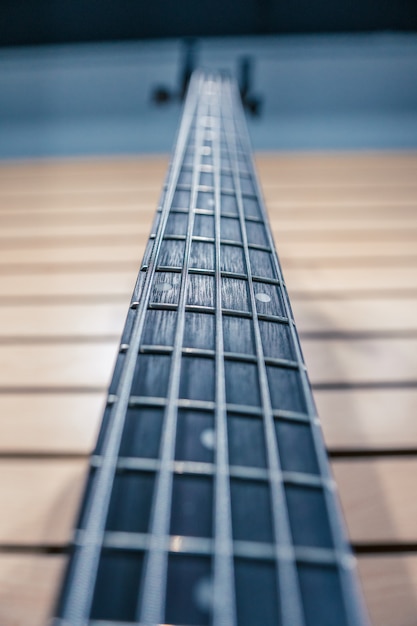 Guitar shop with guitar in the wall