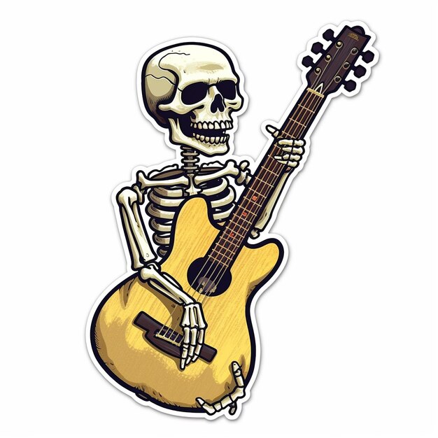 Photo guitar and skull tattoo design logo tshirt design stamp