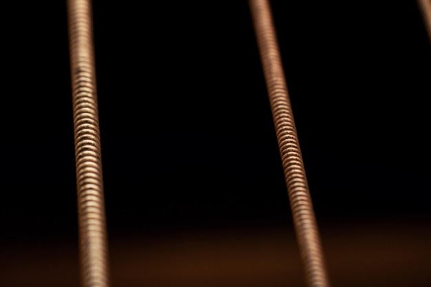 Guitar strings close up with copy space