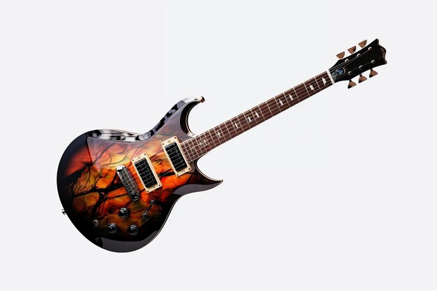 Guitar on white background Generative Ai