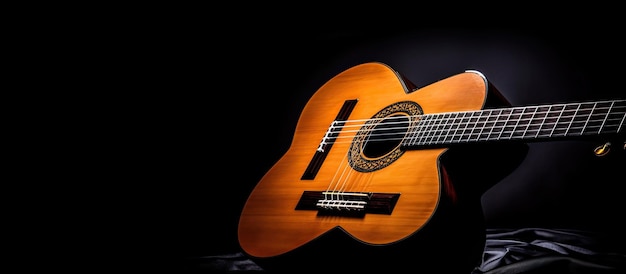 a guitar with a black background