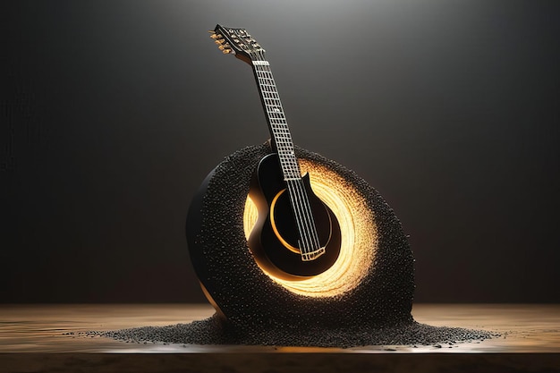 guitar with a flame on the bottom