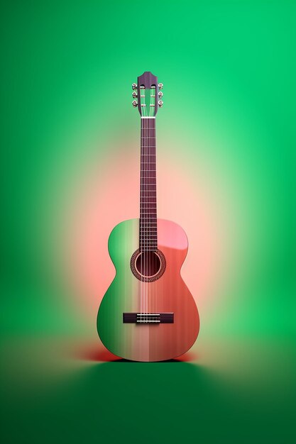 초록색 배경과 초록색의 배경이 있는 기타.