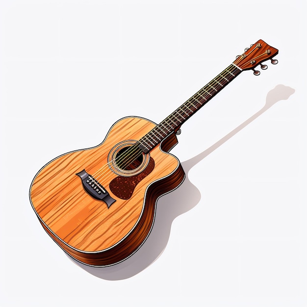 Photo a guitar with a wooden handle and a brown sticker on it