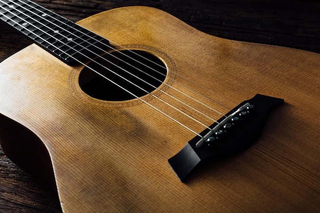 guitar on wooden background