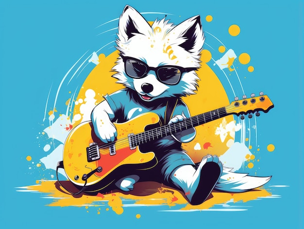 Guitarist animal hd 8k vector illustration wallpaper stock image