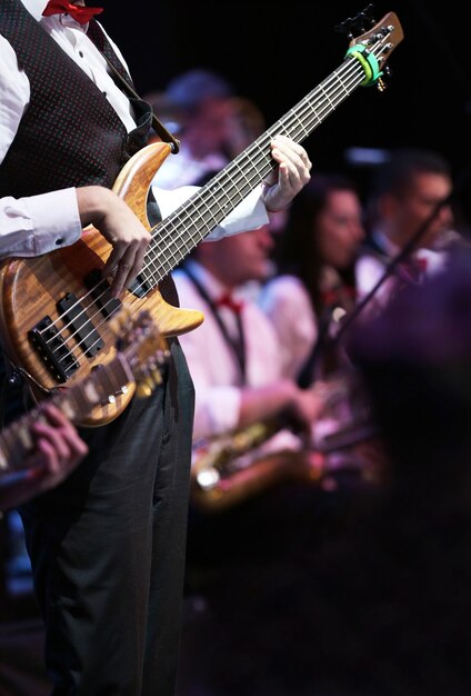 Guitarist playing the guitar at concert