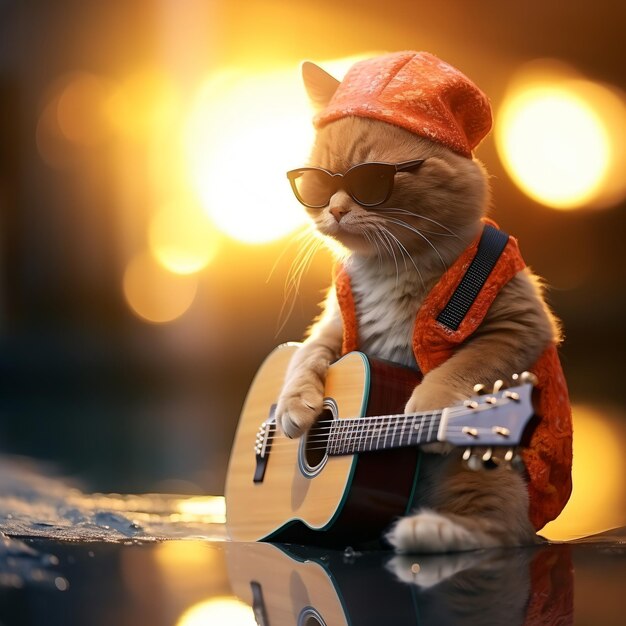 GuitarPlaying GlassesWearing Cat