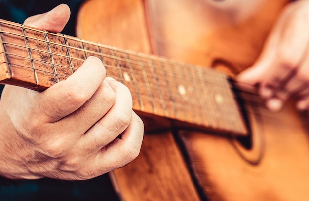 Guitars acoustic Acoustic guitars playing Male musician playing guitar music instrument Man's hands playing acoustic guitar close up