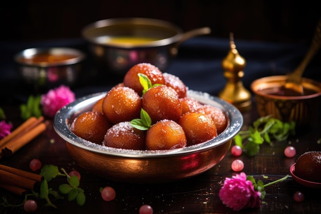 구라브 자문 (Gulab Jamun) 은 축제나 결혼식에서 만드는 전통적인 인도 과자이다.