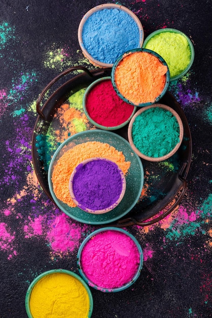 Gulal-kleuren voor het Indiase Holi-festival