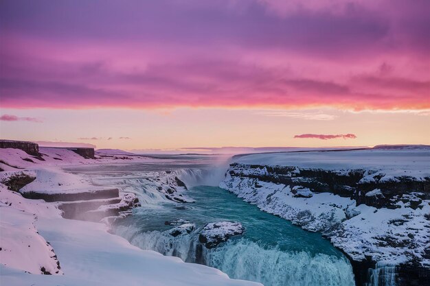 Photo gullfoss falls in iceland