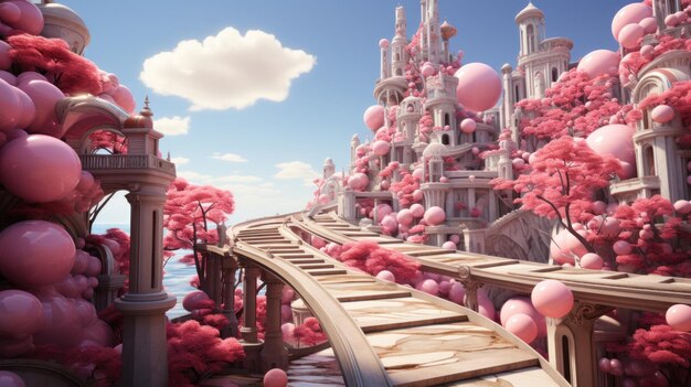 Gumball balustrade wonderland Created with Generative AI