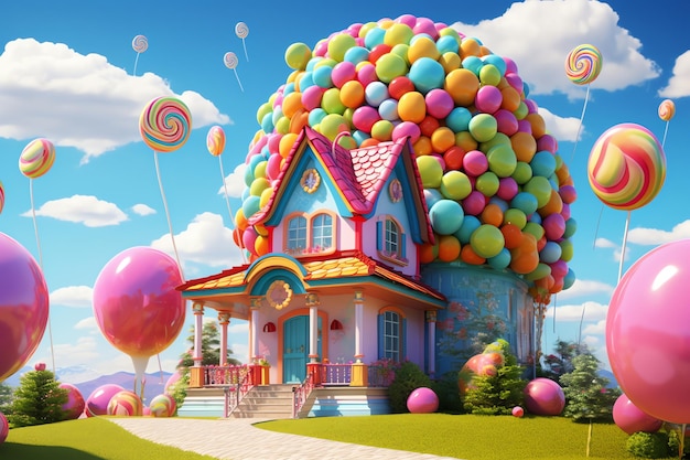 Premium AI Image  Gumball House beautiful candyland sweets