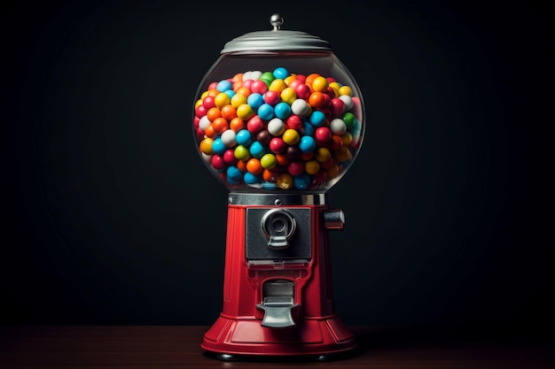 Photo gumball machine equipment sweet gum kid object colorful glass sugary generate ai