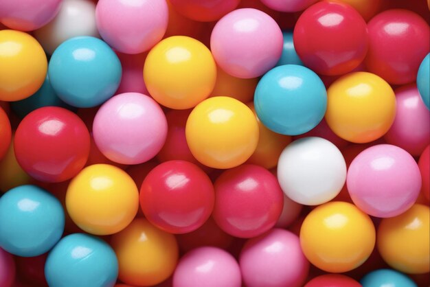 Gumballs Candy in Colorful Sweet Colors Red Yellow and Pink