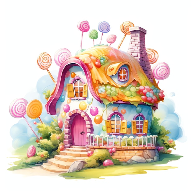 Premium AI Image | Gumdrop Cottage beautiful sweets candyland fairytale