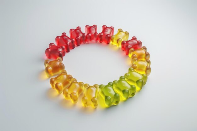 Photo gummy bears in a circle colorful