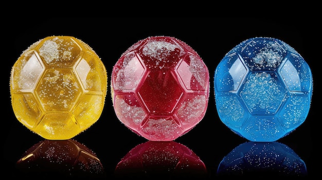 Гумные конфеты, похожие на футбольный мяч с трехцветной эластикой