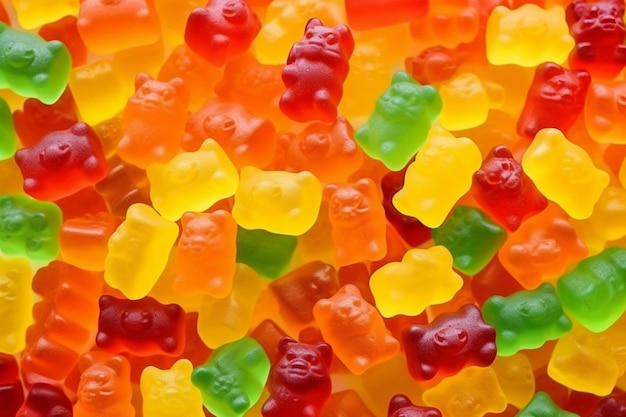 Gummy jelly bears candies background sweet tasty backdrop