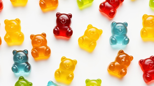 Gummy Jelly Bears Snoepjes achtergrond Zoete smakelijke achtergrond Generatieve AI