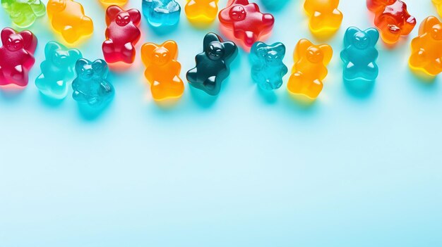 Gummy Jelly Bears Snoepjes achtergrond Zoete smakelijke achtergrond Generatieve AI