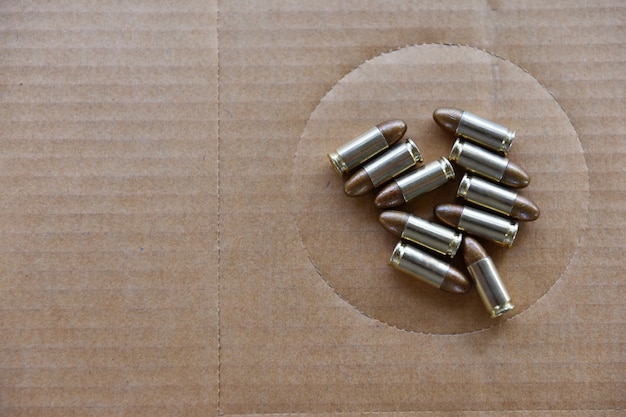 Gun ammunition Placed on the target paper