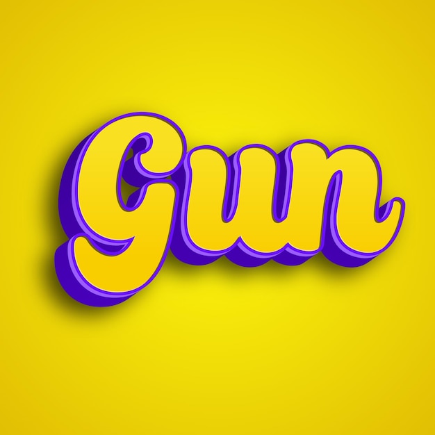 Foto gun typografie 3d ontwerp geel roze witte achtergrond foto jpg