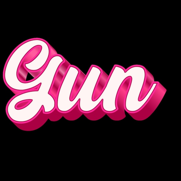 Gun Typography 3D Design Pink Black White Background Photo JPG