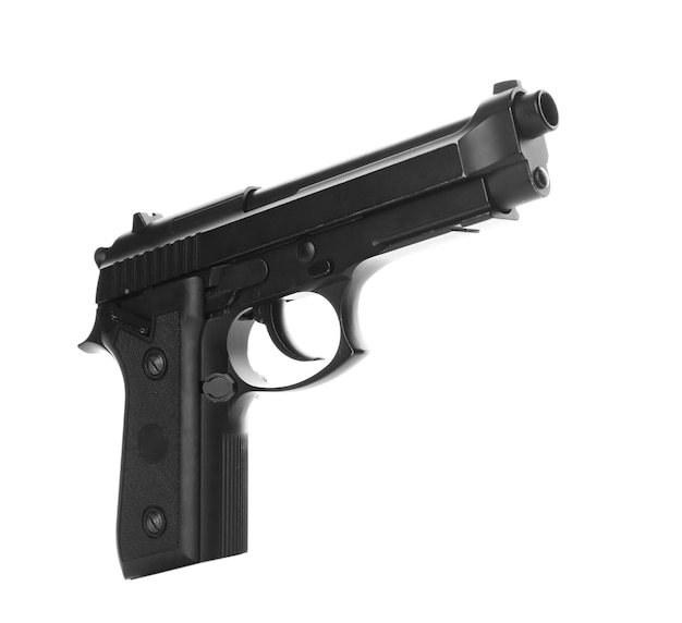 白い背景の上の銃
