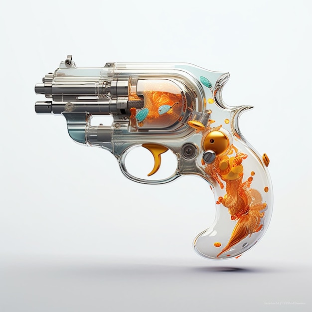 A gun with a flame design on it