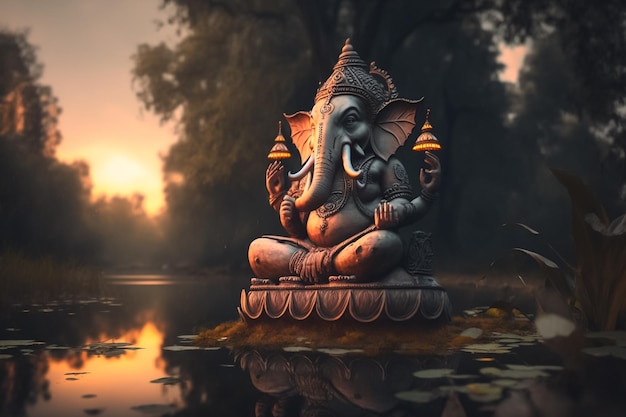 Gunstige standbeeld van Hindoe God en Godin