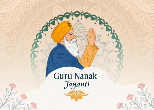 Guru Nanak Jayanti Celebration Spirituele illustratie met Ek Onkar Guru Nanak Dev Ji