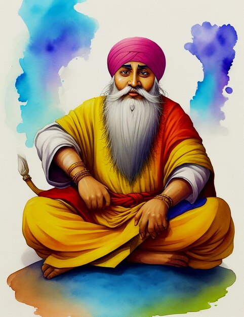 Photo guru nanak watercolor painting