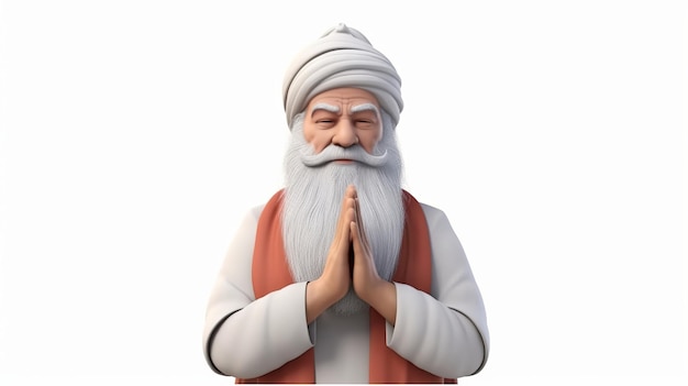 Guru Purnima close-up 3D-vector witte achtergrond Generatieve ai
