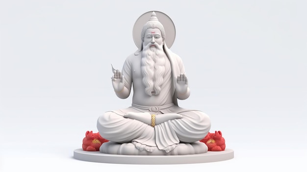 Guru Purnima closeup 3d vector white background Generative ai