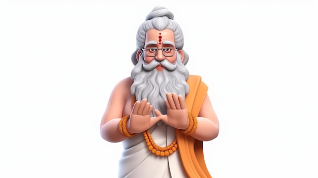 Guru Purnima closeup 3d vector white background Generative ai