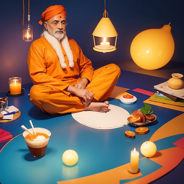 Foto guru purnima plat illustratie indiase hindoe feest