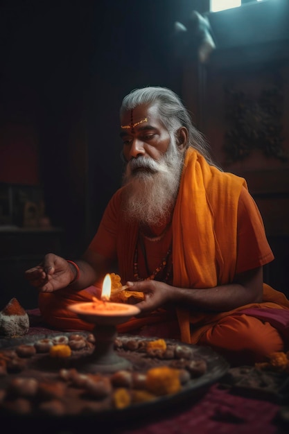 Guru Purnima-viering eerbetoon aan de verlichte meesters en spirituele gidsen gegenereerd door AI