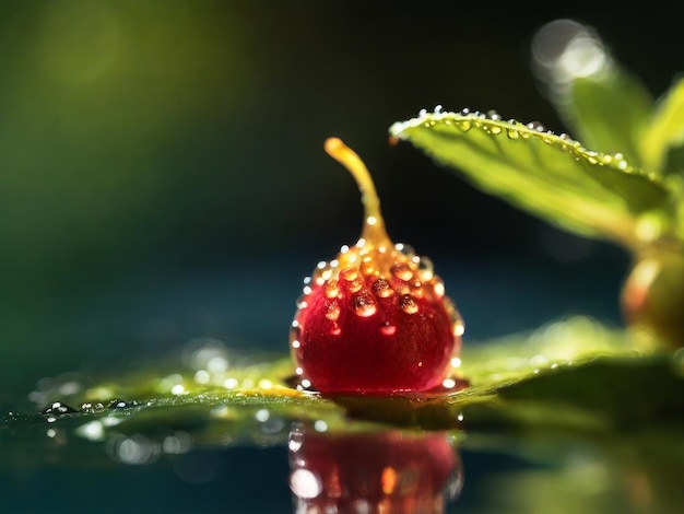 A gusberry on water drop