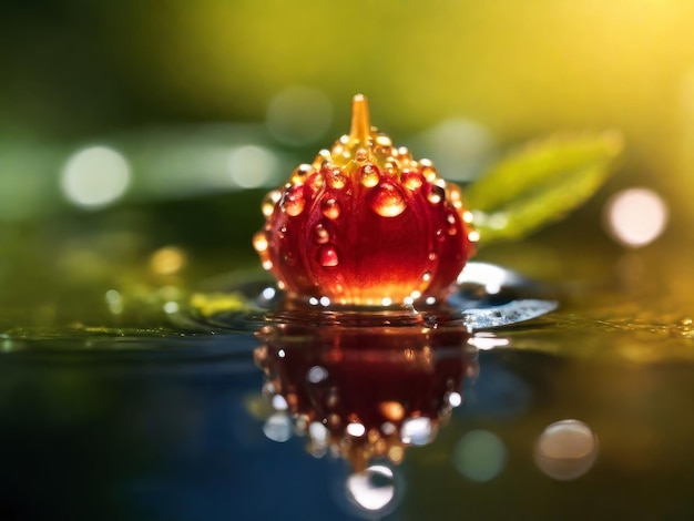 A gusberry on water drop